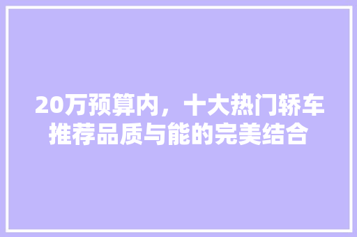 20万预算内，十大热门轿车推荐品质与能的完美结合