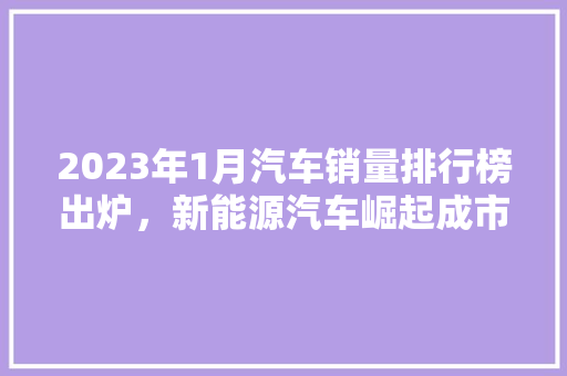 2023年1月汽车销量排行榜出炉，新能源汽车崛起成市场新焦点