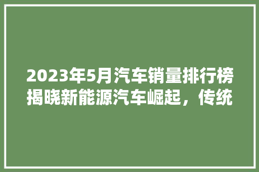 2023年5月汽车销量排行榜揭晓新能源汽车崛起，传统车企转型加速