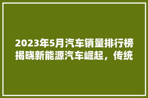 2023年5月汽车销量排行榜揭晓新能源汽车崛起，传统车企面临挑战