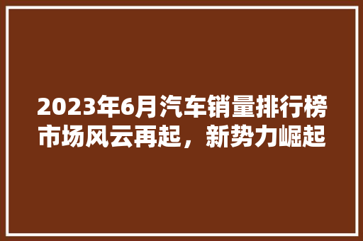 2023年6月汽车销量排行榜市场风云再起，新势力崛起