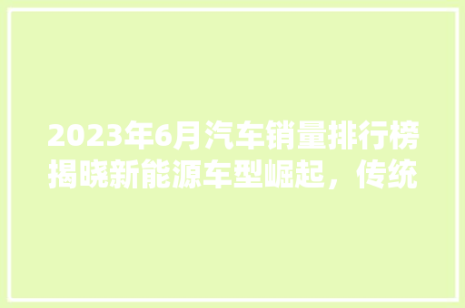 2023年6月汽车销量排行榜揭晓新能源车型崛起，传统车企再掀竞争热潮  第1张