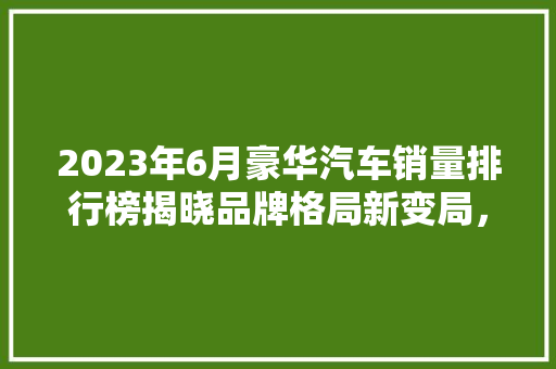 2023年6月豪华汽车销量排行榜揭晓品牌格局新变局，消费者需求多样化