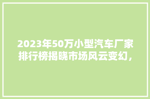 2023年50万小型汽车厂家排行榜揭晓市场风云变幻，谁主沉浮