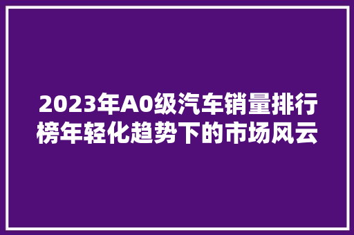2023年A0级汽车销量排行榜年轻化趋势下的市场风云