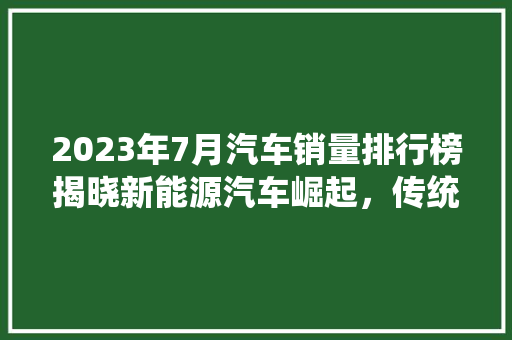 2023年7月汽车销量排行榜揭晓新能源汽车崛起，传统燃油车面临挑战