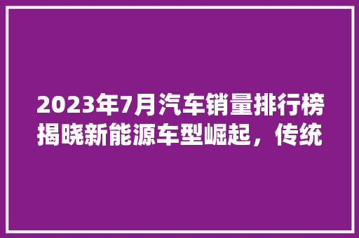 2023年7月汽车销量排行榜揭晓新能源车型崛起，传统车企转型加速
