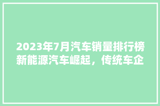 2023年7月汽车销量排行榜新能源汽车崛起，传统车企面临挑战