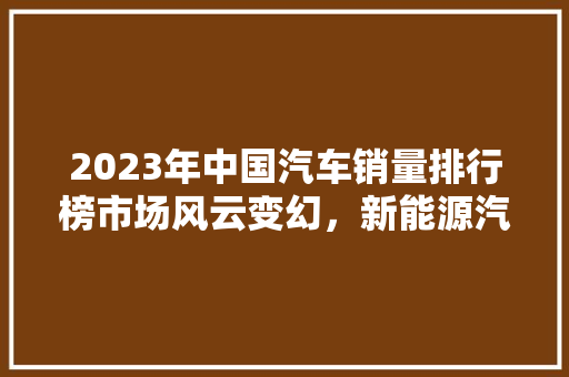 2023年中国汽车销量排行榜市场风云变幻，新能源汽车崛起