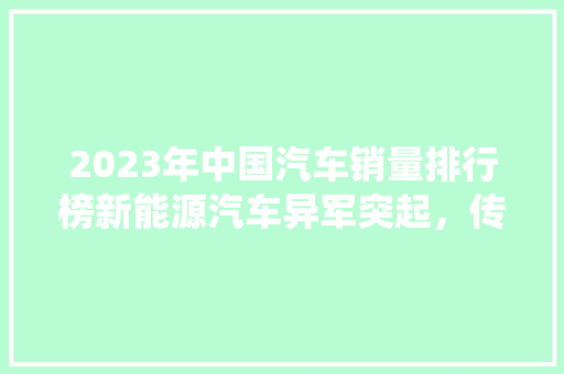 2023年中国汽车销量排行榜新能源汽车异军突起，传统车企面临挑战