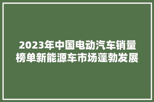 2023年中国电动汽车销量榜单新能源车市场蓬勃发展