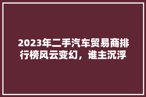2023年二手汽车贸易商排行榜风云变幻，谁主沉浮