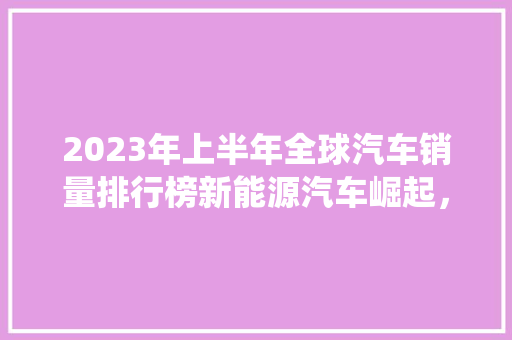 2023年上半年全球汽车销量排行榜新能源汽车崛起，传统车企面临挑战