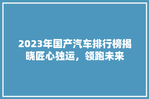 2023年国产汽车排行榜揭晓匠心独运，领跑未来  第1张