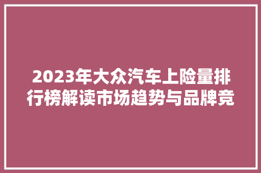 2023年大众汽车上险量排行榜解读市场趋势与品牌竞争力分析