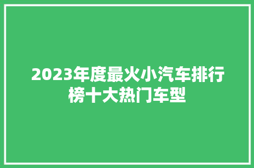 2023年度最火小汽车排行榜十大热门车型