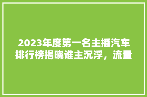 2023年度第一名主播汽车排行榜揭晓谁主沉浮，流量密码
