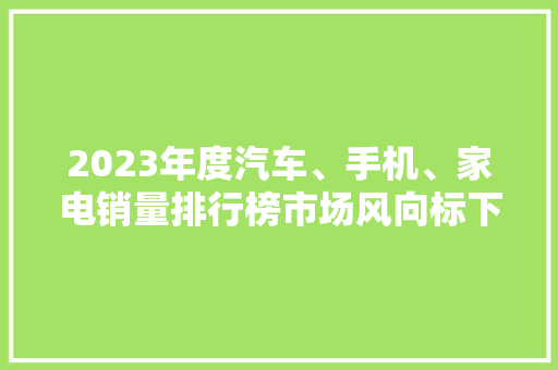 2023年度汽车、手机、家电销量排行榜市场风向标下的消费趋势
