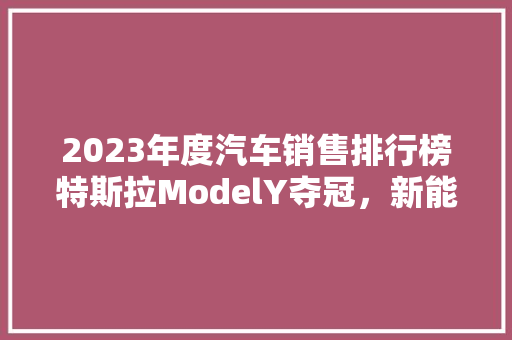 2023年度汽车销售排行榜特斯拉ModelY夺冠，新能源汽车引领潮流