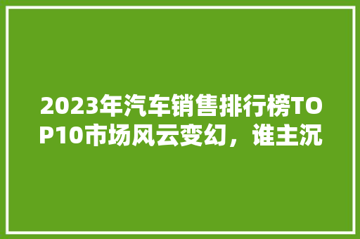 2023年汽车销售排行榜TOP10市场风云变幻，谁主沉浮  第1张