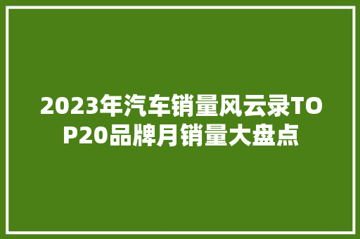 2023年汽车销量风云录TOP20品牌月销量大盘点