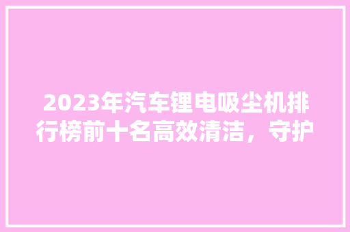 2023年汽车锂电吸尘机排行榜前十名高效清洁，守护您的爱车空间  第1张