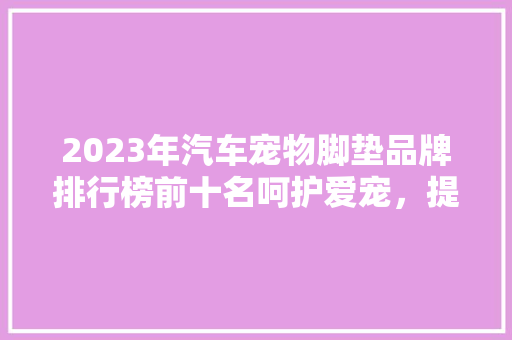 2023年汽车宠物脚垫品牌排行榜前十名呵护爱宠，提升驾乘体验