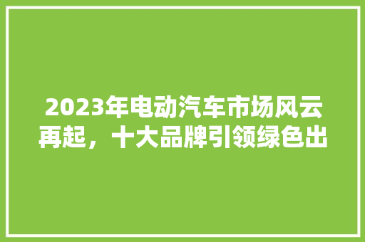 2023年电动汽车市场风云再起，十大品牌引领绿色出行新时代