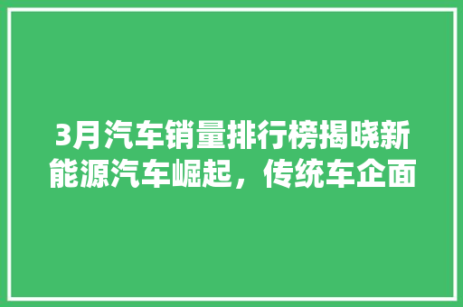 3月汽车销量排行榜揭晓新能源汽车崛起，传统车企面临挑战