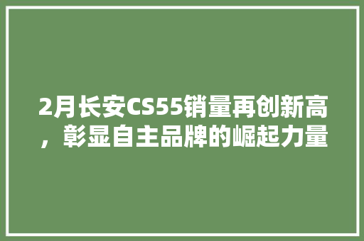 2月长安CS55销量再创新高，彰显自主品牌的崛起力量
