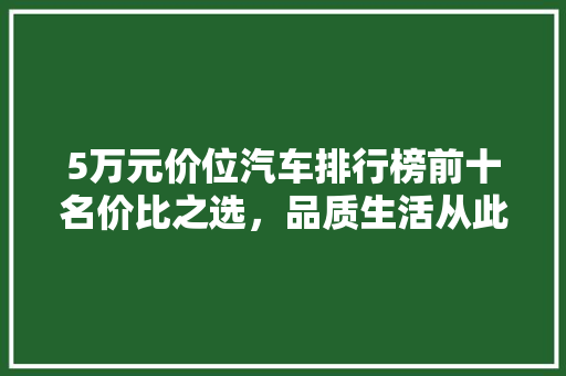5万元价位汽车排行榜前十名价比之选，品质生活从此开启