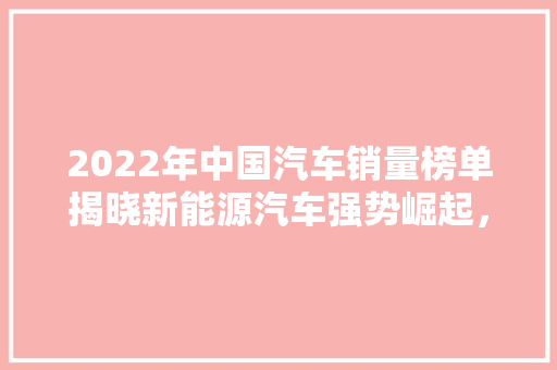 2022年中国汽车销量榜单揭晓新能源汽车强势崛起，市场格局重构