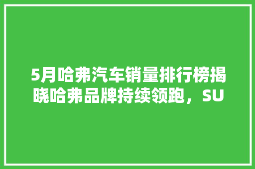 5月哈弗汽车销量排行榜揭晓哈弗品牌持续领跑，SUV市场再掀热潮