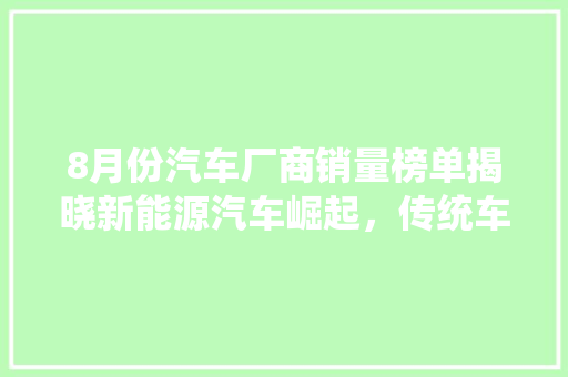 8月份汽车厂商销量榜单揭晓新能源汽车崛起，传统车企蓄势待发  第1张