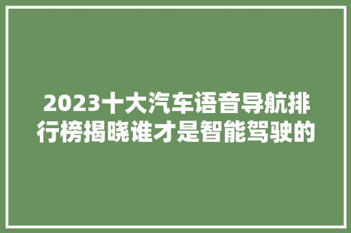 2023十大汽车语音导航排行榜揭晓谁才是智能驾驶的领航者