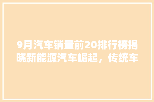 9月汽车销量前20排行榜揭晓新能源汽车崛起，传统车企如何应对