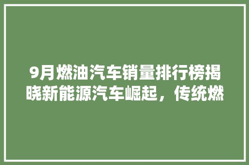 9月燃油汽车销量排行榜揭晓新能源汽车崛起，传统燃油车面临挑战