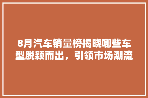 8月汽车销量榜揭晓哪些车型脱颖而出，引领市场潮流