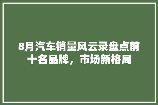 8月汽车销量风云录盘点前十名品牌，市场新格局