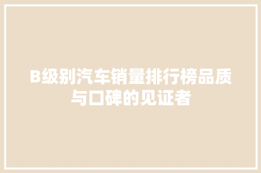B级别汽车销量排行榜品质与口碑的见证者  第1张
