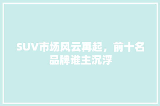 SUV市场风云再起，前十名品牌谁主沉浮