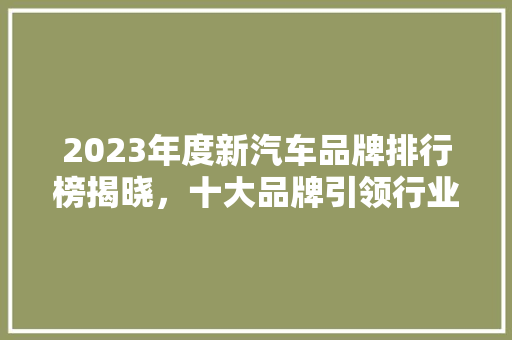 2023年度新汽车品牌排行榜揭晓，十大品牌引领行业发展新趋势