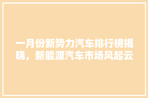 一月份新势力汽车排行榜揭晓，新能源汽车市场风起云涌