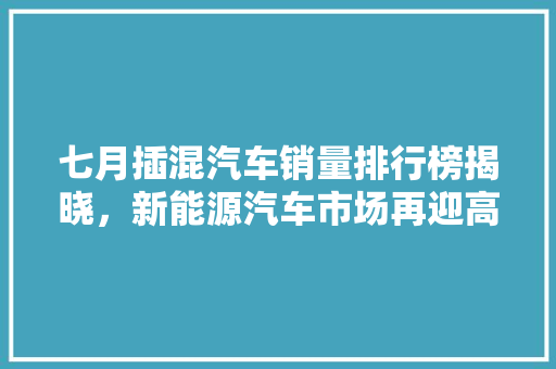 七月插混汽车销量排行榜揭晓，新能源汽车市场再迎高峰  第1张