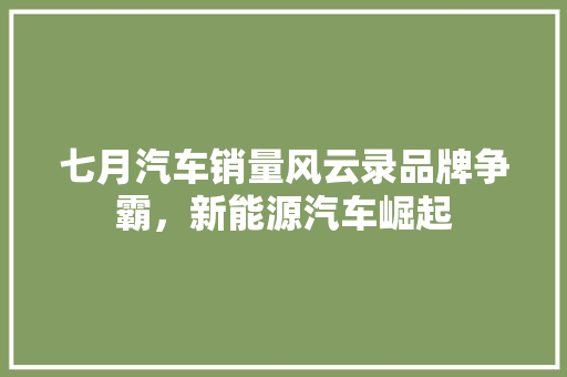 七月汽车销量风云录品牌争霸，新能源汽车崛起  第1张