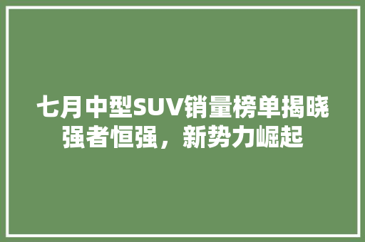 七月中型SUV销量榜单揭晓强者恒强，新势力崛起