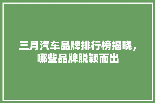 三月汽车品牌排行榜揭晓，哪些品牌脱颖而出