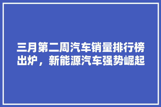 三月第二周汽车销量排行榜出炉，新能源汽车强势崛起