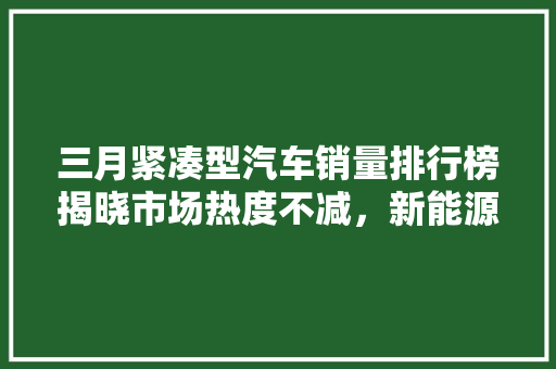 三月紧凑型汽车销量排行榜揭晓市场热度不减，新能源汽车崛起