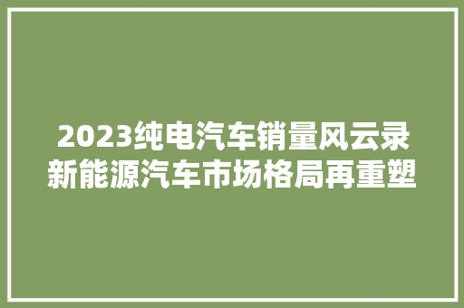 2023纯电汽车销量风云录新能源汽车市场格局再重塑